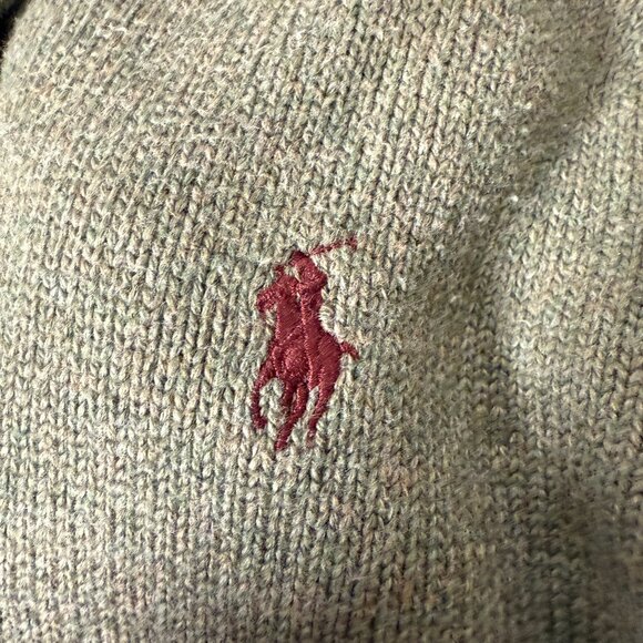 Polo Ralph Lauren Quarter Zip Sweater Green Heather Size XL 100% Cotton - Picture 9 of 9